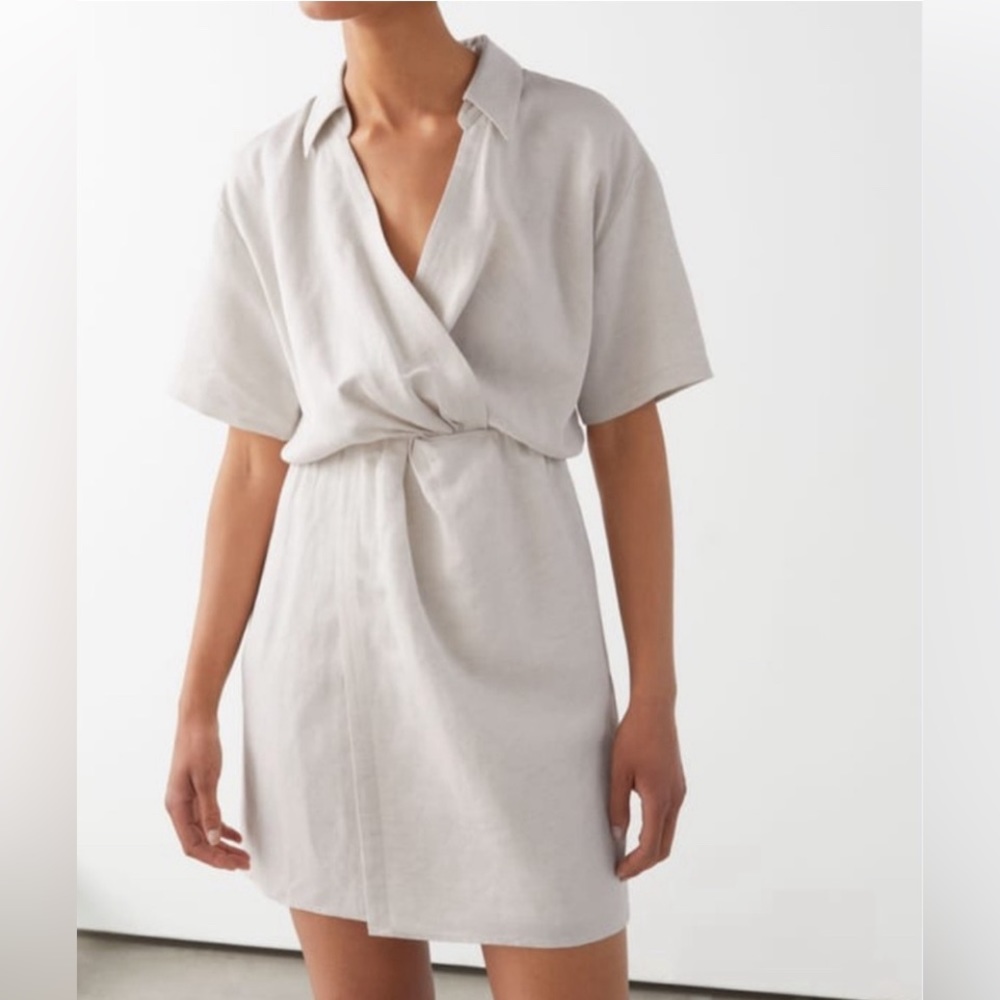Twisted Waist Twill Mini Dress by & Other Stories Size 6